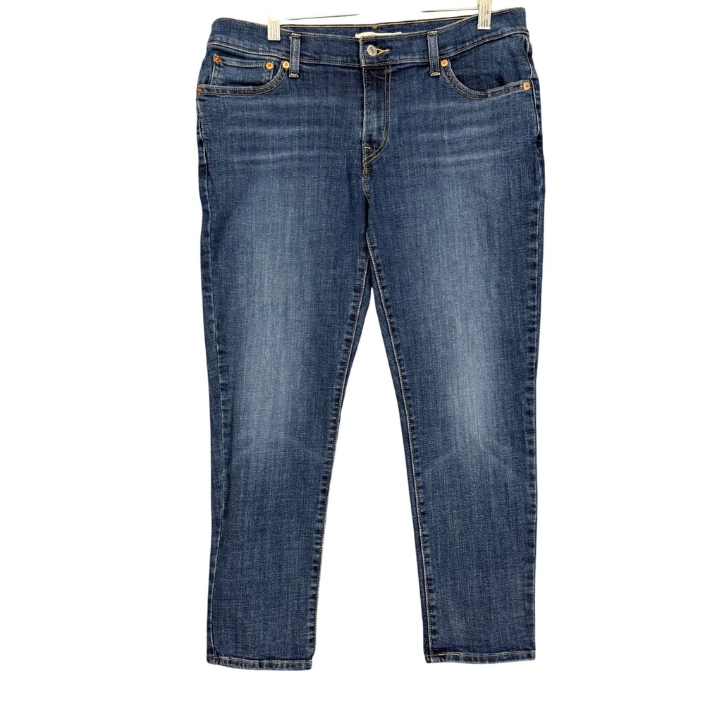 Levis Boyfriend Jeans Womens 31 Blue Medium Wash Stretch Relaxed Tapered 34x26